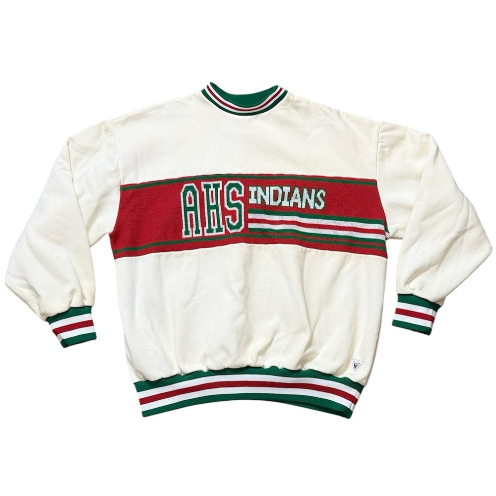 90’s Vintage Sweatshirt Ringer Crewneck Pullover Varsity Indians USA L XXL XL